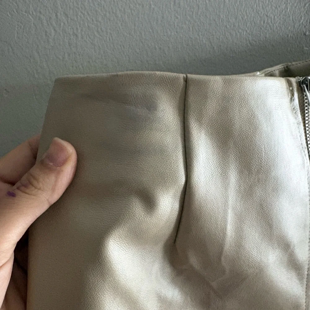 Pink Lily - Khaki Faux Leather Bow Wrap Mini Skort - Picture 5 of 5